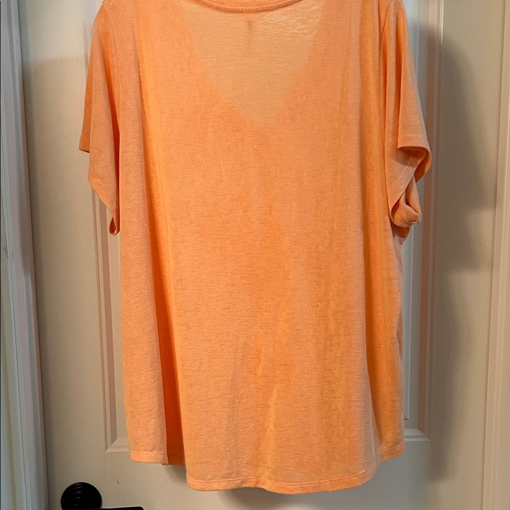 Athleta Peach Orange V-Neck Short Sleeve Tee - Picture 5 of 6
